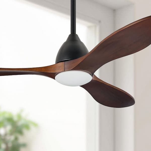 52 in. Smart Indoor Black Standard Ceiling Fan with Dimmable Integrated LED and Remote Included