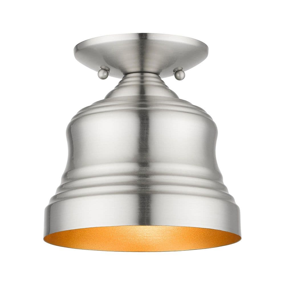 Downing 7 in. Industrial Dome Brushed Nickel Semi-Flush Mount for Hallway, Bedroom, Kitchen, Bulb Required not Included price history on PriceWatchPro
