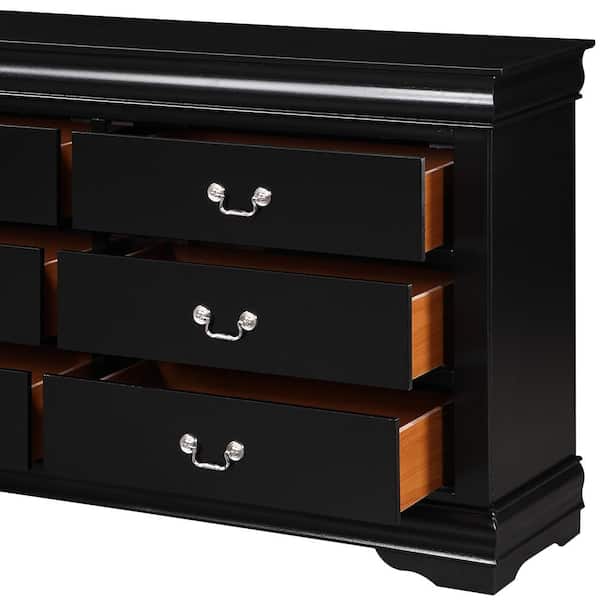 Acme Furniture Louis Philippe III Black Dresser with Six Drawers