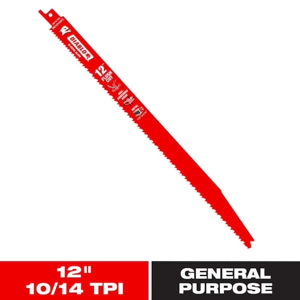 DIABLO 12 in. 10/14 TPI Flush Cut Bi-Metal Reciprocating Saw Blade for Nail-Embedded Wood and Metal