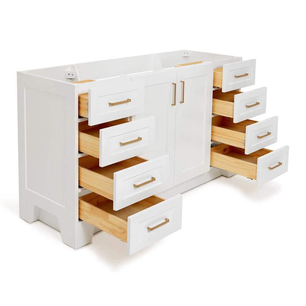 Taylor 60'' White Freestanding Single Vanity with Brass Hardware