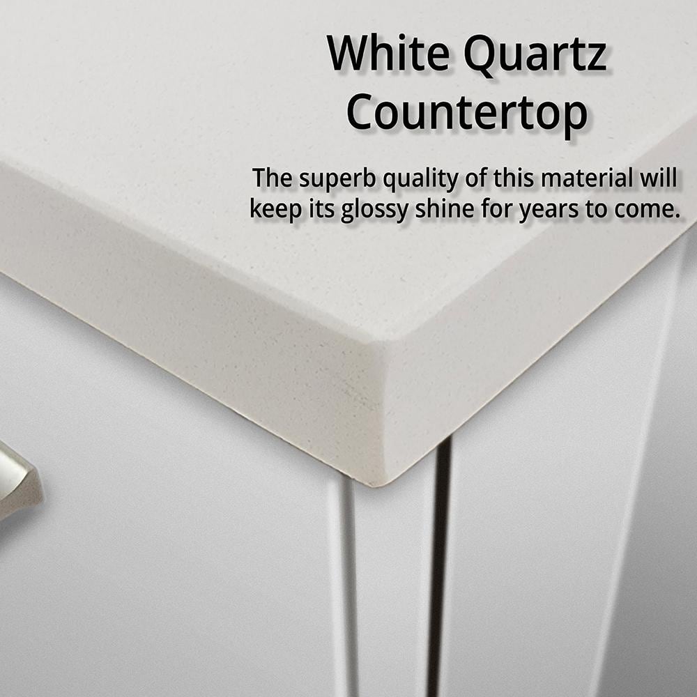 Geneva Glossy White 30" Wall-Mount Vanity with Quartz Top