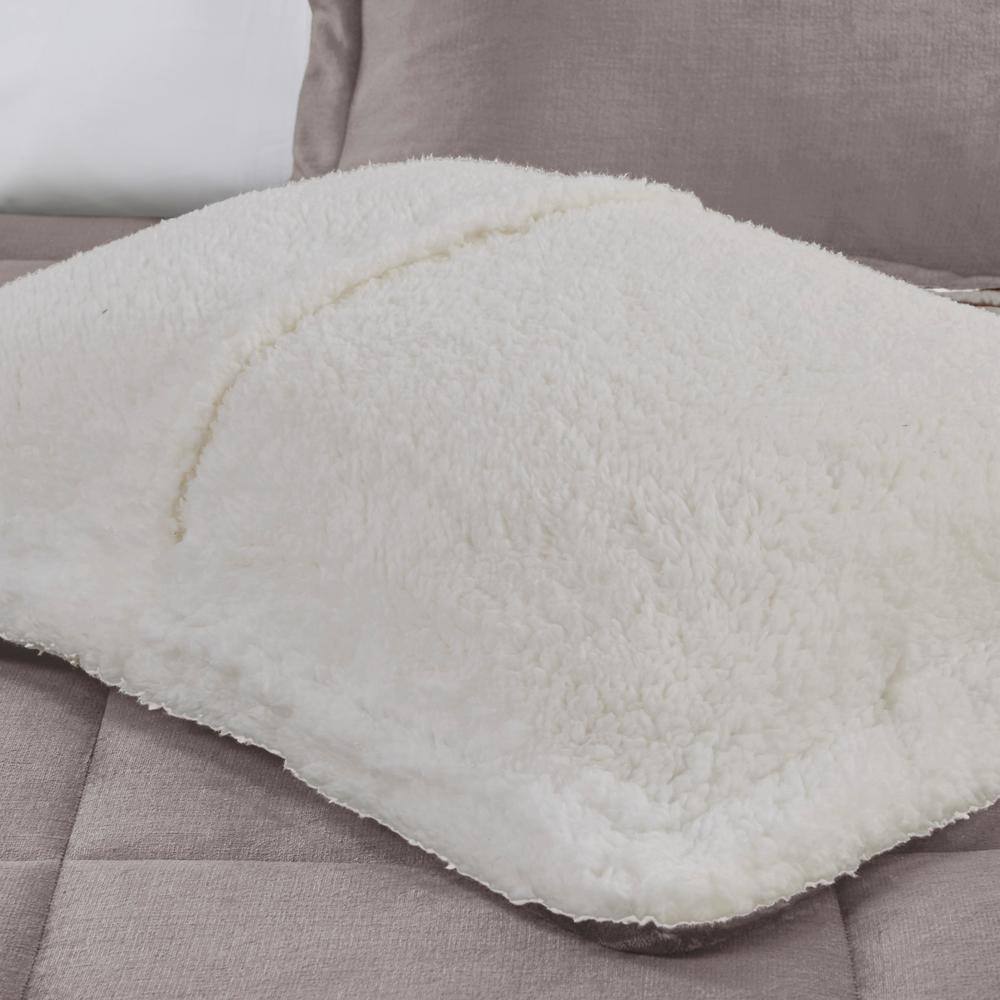 King Grey/Ivory Reversible Down Alternative Bedspread Set