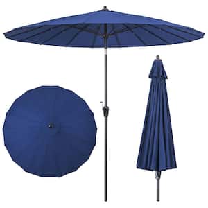 9 ft. Metal Market Tilt Round Patio Umbrella with Crank Handle, Vented Top in Navy