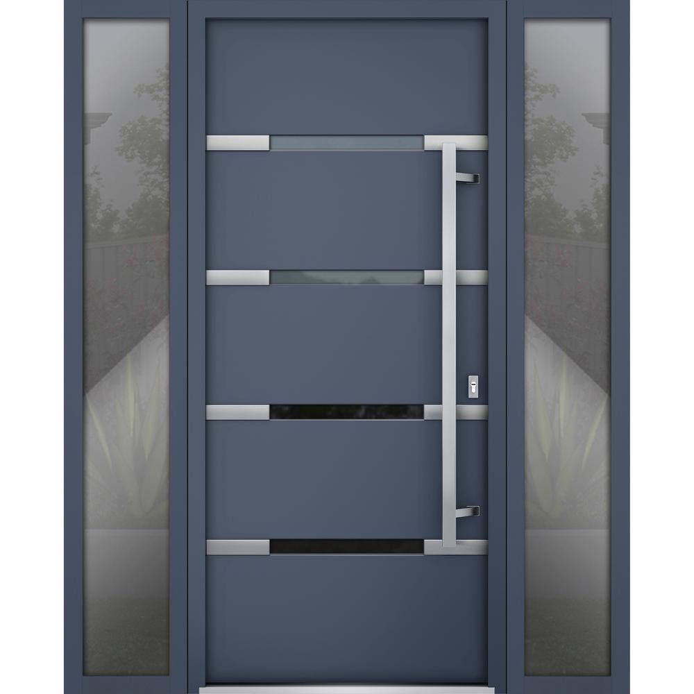 1105 64 in. x 80 in. Left-hand Inswing Frosted Glass Gray Graphite Steel Prehung Front Door with Hardware price history on PriceWatchPro