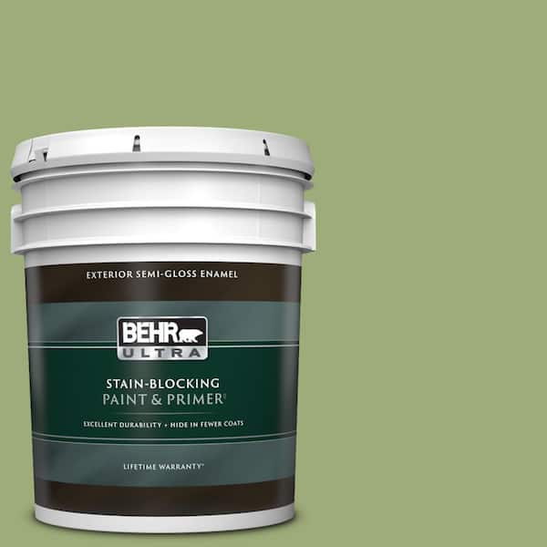 BEHR ULTRA 5 gal. #BIC-12 Siamese Green Semi-Gloss Enamel Exterior Paint & Primer