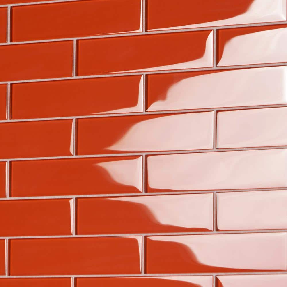 Lucid 2" x 8" Orange Glass Subway Wall Tile