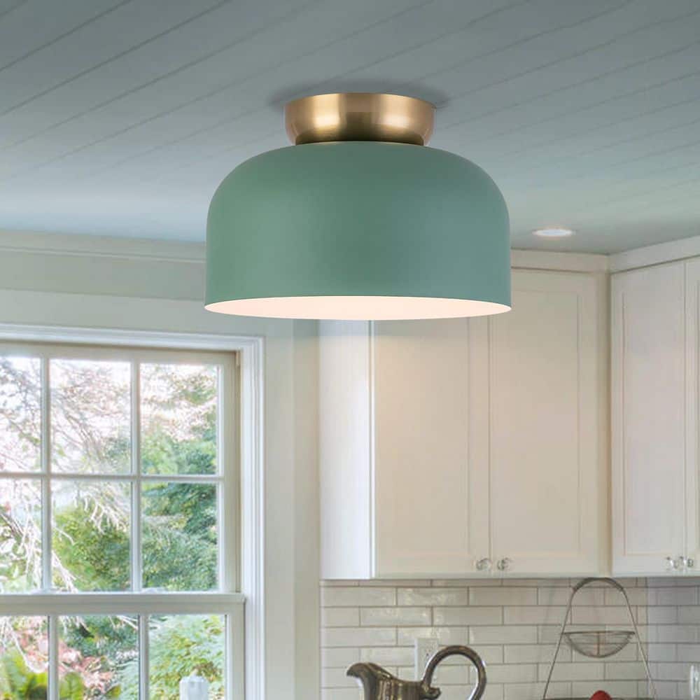Jacob 11.8 in. 1-Light Green Flush Mount Ceiling Light price history on PriceWatchPro