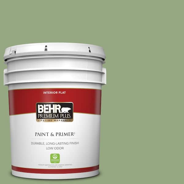 BEHR PREMIUM PLUS 5 gal. #M380-5 Hillside Grove Flat Low Odor Interior Paint & Primer