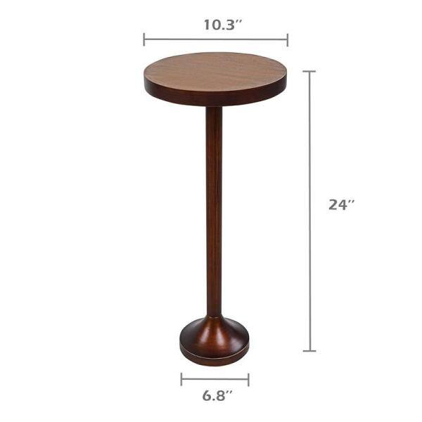 Modern 10.3 in, Light Espresso Small Pedestal Wood End Table - thumbnail 4