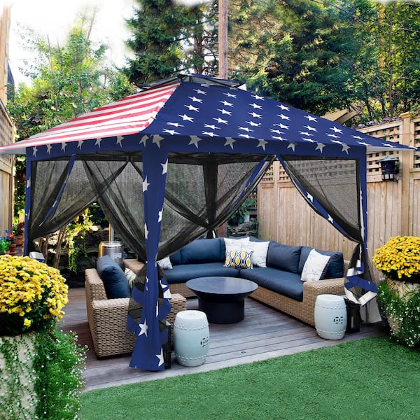 EAGLE PEAK 13 ft. x 13 ft. Pop-Up Gazebo Tent Instant with Mosquito Netting and 4-Sand Bags