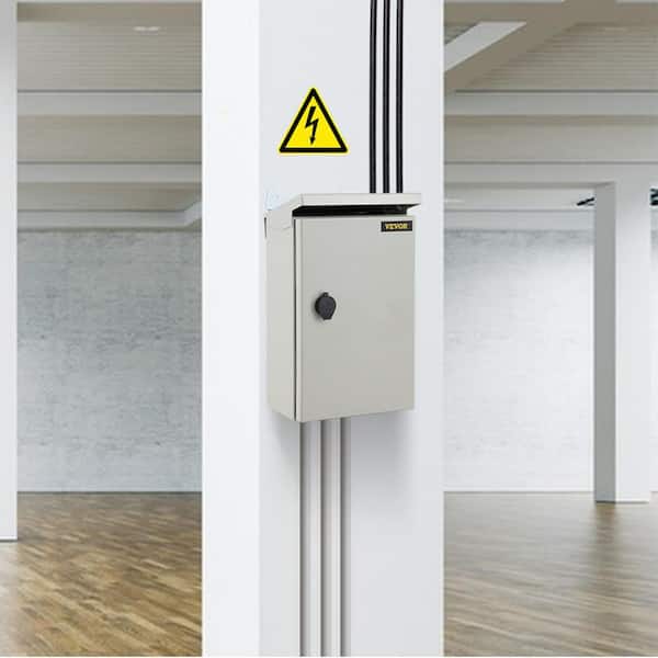 Electrical Enclosure Box 16 x 12 x 6 in. NEMA 4X IP65 Junction Box Carbon Steel Hinged with Rain Hood for Outdoor Indoor