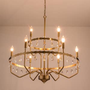 Boise 9-Light Brass Candle Style Classic/Traditional Chandelier With Crystal
