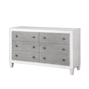 Katia Rustic Gray and Weathered White Finish 6-Drawer 19 in. Dresser