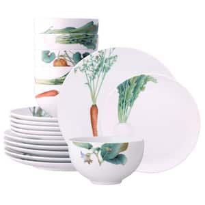 Kyoka Shunsai 18-Piece White Porcelain Dinnerware Set, Service for 6