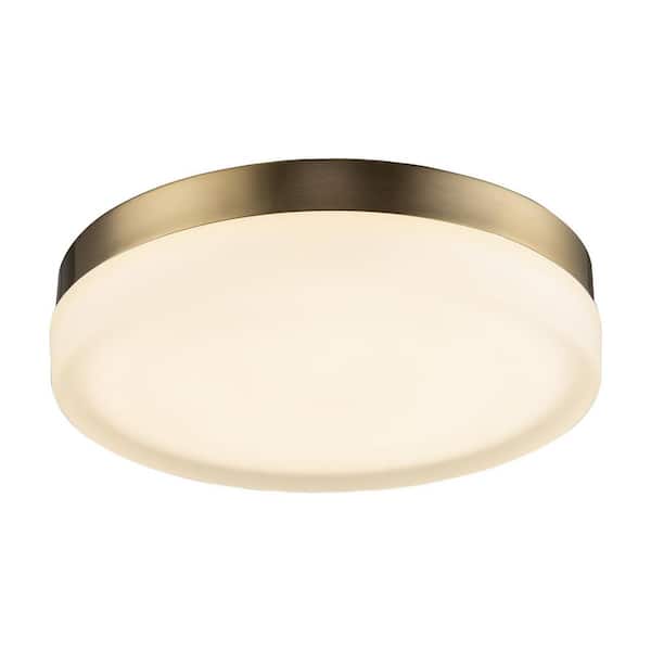 Fulton 11 in. Cool Brass Modern Flush Mount with Frosted Shade