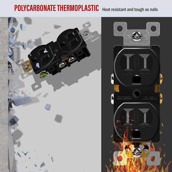 OUTLET【黒 ブラック 140㎝×30本】 Leviton Decora 20 Amp 125 V Tamper Resistant Duplex Outlet