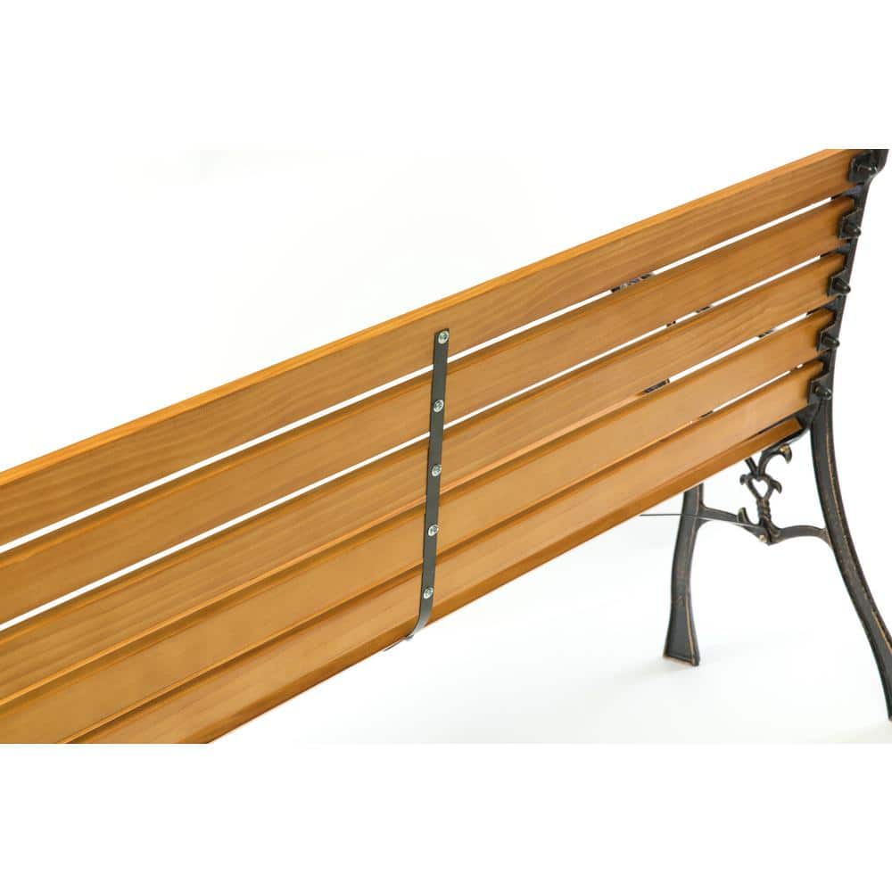 Classic Wooden and Steel Outdoor Garden Bench