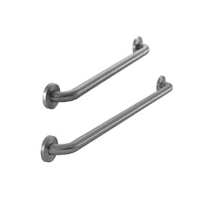 24 in. x 1-1/4 in. and 36 in. x 1-1/4 in. Concealed Screw Grab Bar Combo in Brushed Stainless Steel