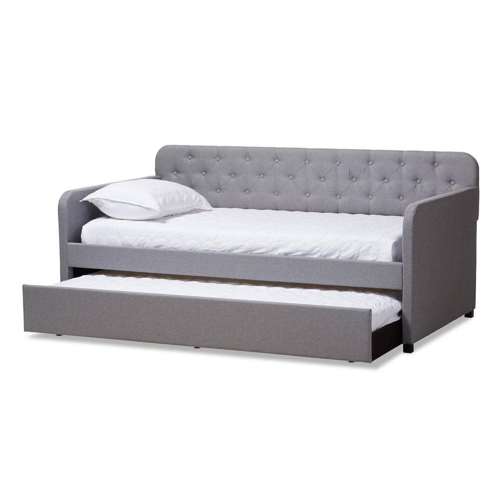 Baxton Studio Camelia Light Gray Twin Daybed with Trundle 150 9014