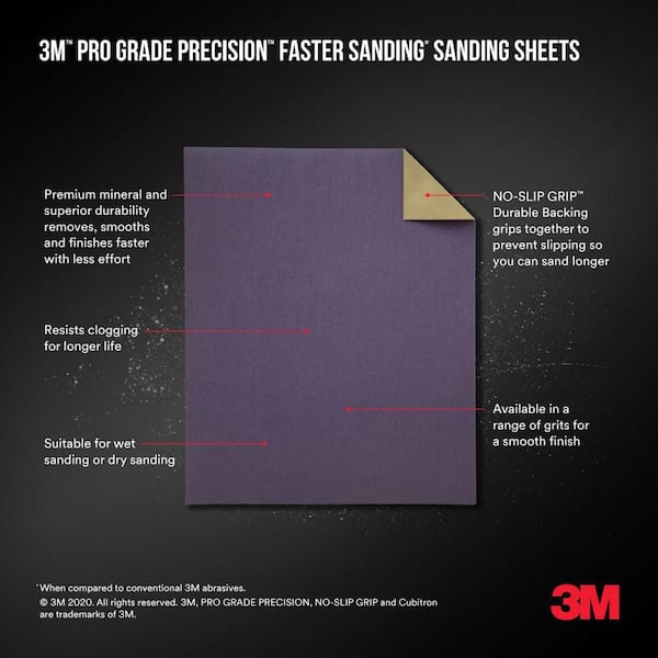 Pro Grade Precision 3 2/3 in. x 9 in. Fine 220-Grit Sheet Sandpaper (6-Pack)