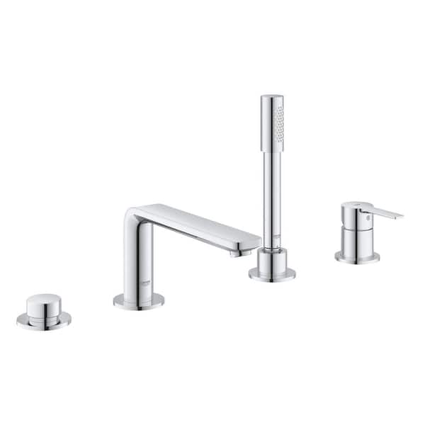 GROHE Lineare Single-Handle Deck Mount Roman Tub Faucet with Hand Shower and Tub/Shower Diverter in StarLight Chrome