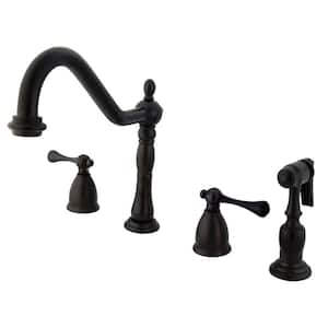 Heritage Double Handle Widespread Standard Kitchen Faucet in Oil Rubbed Bronze