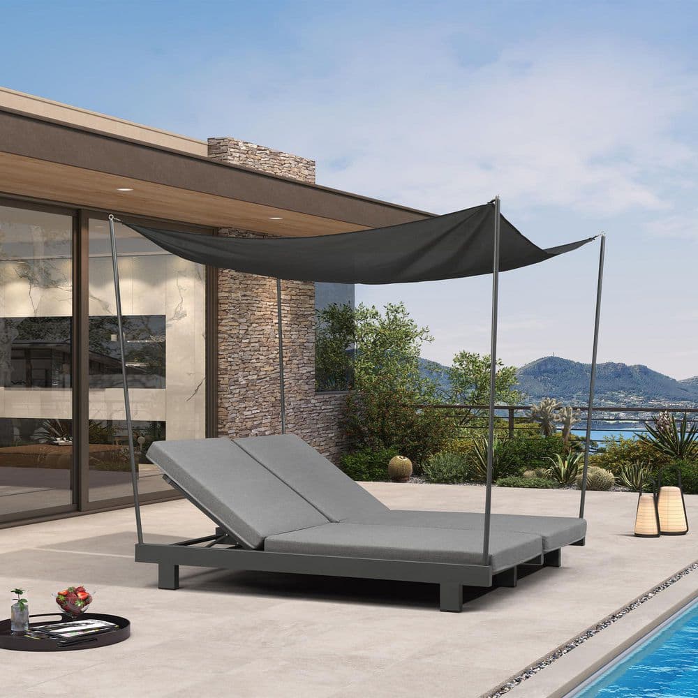 Metal Aluminum Outdoor Chaise Lounge Patio Lounge Chair With Gray Cushion price history on PriceWatchPro
