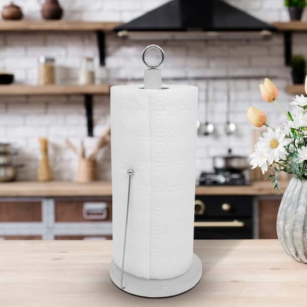 ExcelSteel Ring Top White Stainless Steel Paper Towel Holder