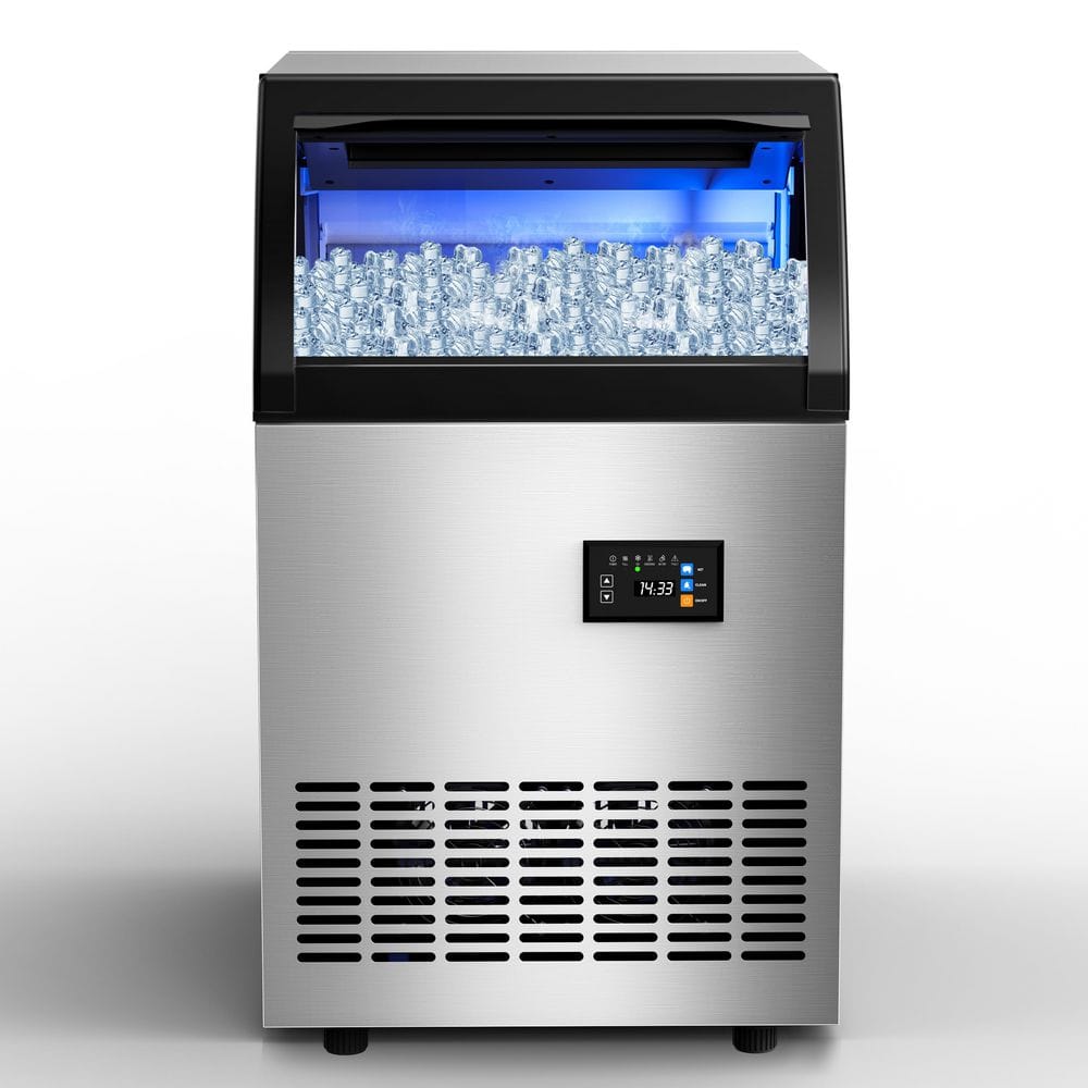 18.98 in.130 lbs./24H Full Size Ice Cubes,60 lbs.Storage,Freestanding Ice Maker in Stainless Steel