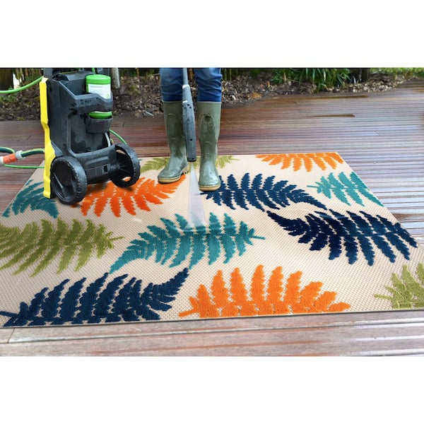 World Rug Gallery Seville Floral Leaves Indoor/Outdoor Area Rug - Multi 7'10 x 10