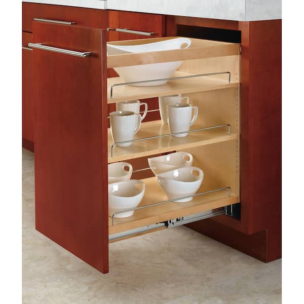 Base Cabinet Pull-out Organizer with Wood Adjustable Shelves - Fits Best in  B12FHD, RTA Cabinet Organizers - LAC448-BC-8C