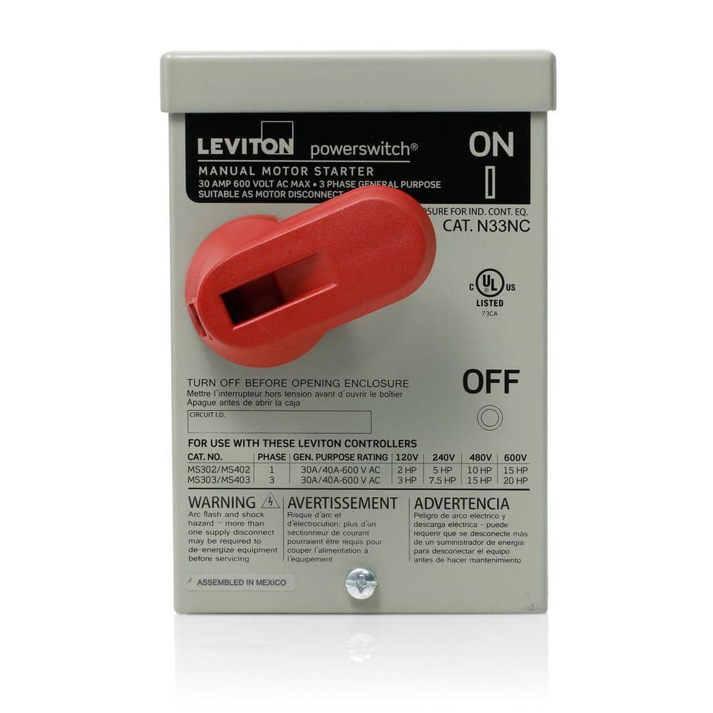 Leviton Type 3r Enclosure For Use With 30 Amp Or 40 Amp Motor Controller Switches Steel Gray N33nc Ds The Home Depot
