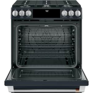 30 in. 5.6 cu. ft. Smart Slide-In Gas Range in Matte Black with True Convection, Air Fry