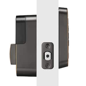 Smart Door Lock with Bluetooth and Pushbutton Keypad; Oil Rubbed Bronze