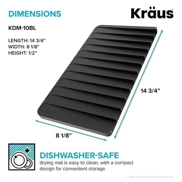 KRAUS Roll Up Dish Drying Rack with Self-Draining Silicone Dish Drying Mat and Silicone Soap Dish Holder in Black