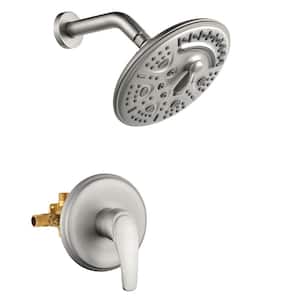 6-Spray Patterns with 2 GPM 8 in. Wall Mount Fixed Shower Head with Pressure Balance in Brushed Nickel