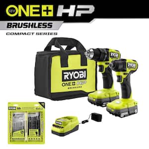 ONE+ HP 18V Brushless Cordless Compact Drill & Impact Driver Kit w/(2) 1.5Ah Batteries, Charger, Bag, & 25-Piece Bit Set