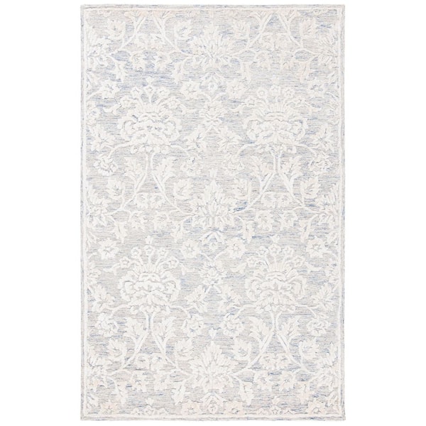 Glamour 9 ft. x 12 ft. Blue/Ivory Ornate High-Low Area Rug