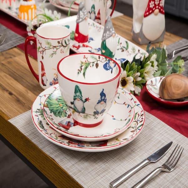 Christmas Gnomes Series Gnomes Color Dishwasher Safe Microwave Safe Scratch Stain Resistant Ceramic Dinner Plates