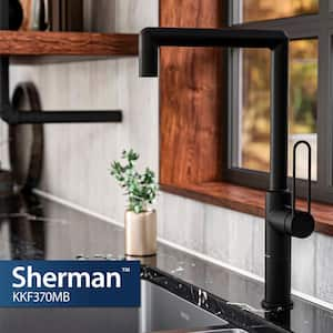 Sherman Single Handle Deck Mount Standard Kitchen Faucet in Matte Black