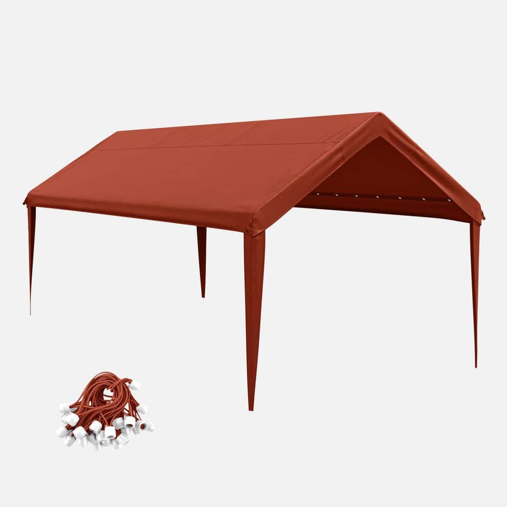 10 ft. x 20 ft. Outdoor Carport Replacement Cover, Heavy Duty Canopy with Ball Bungees (Frame Not Included) Terra Red price history on PriceWatchPro
