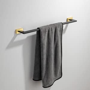 5-Piece Bath Hardware Set with 2 Robe Hooks 24 in. and 12 in. Towel Bar, Tissue Holder in Black Gold