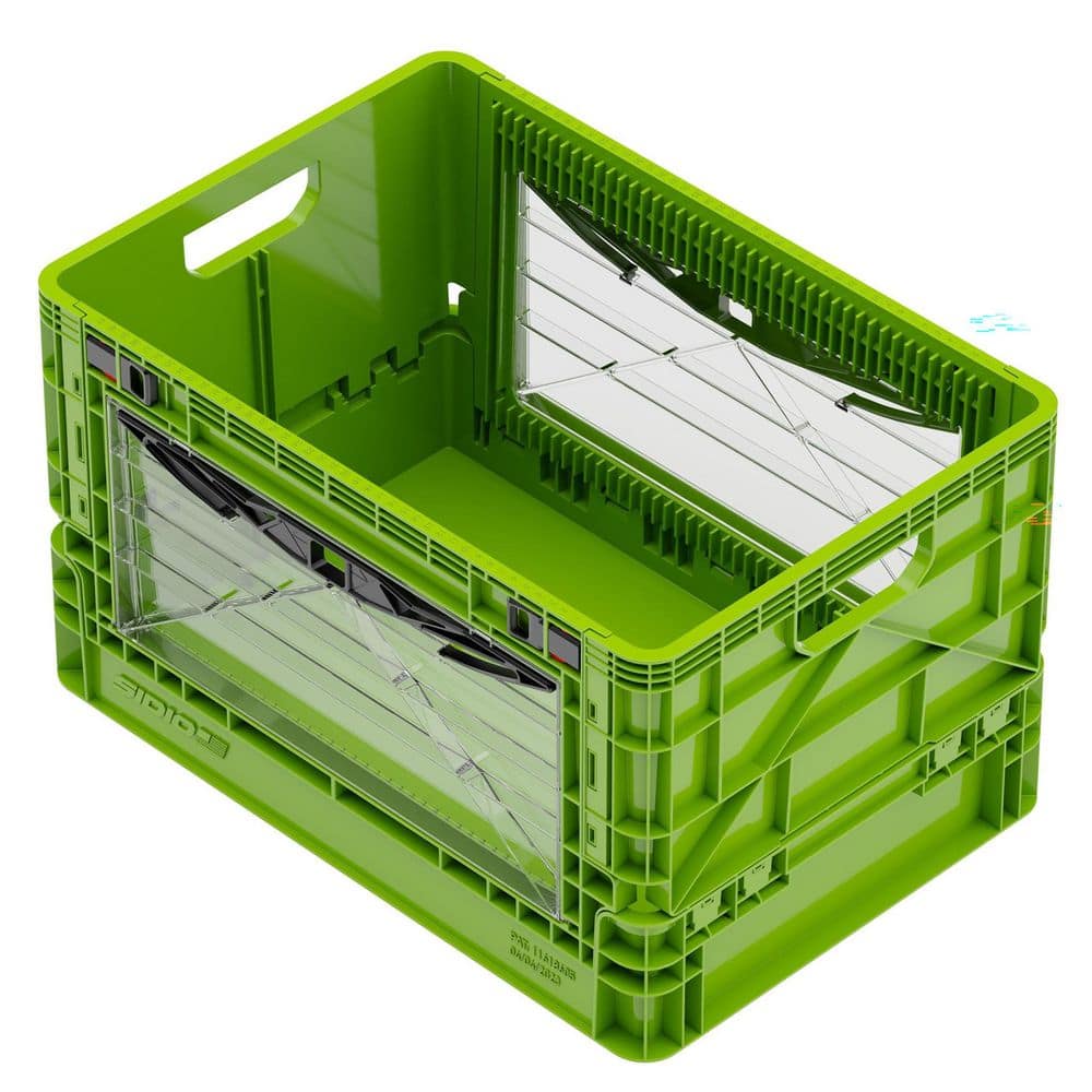 Full-Size Collapsible Crate 24-QT 200-LB Stacking Capacity Durable Stackable Storage Bin with Lid and Dividers Slime price history on PriceWatchPro