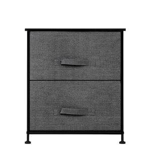 11.87 in. W x 20 in. H Gray 2-Drawer Fabric Storage Chest with Gray Drawers