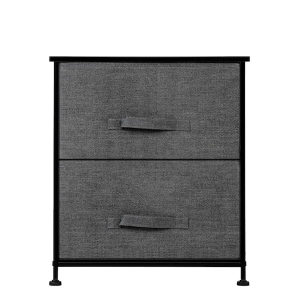 Winado 11.87 in. W x 20 in. H Gray 2-Drawer Fabric Storage Chest with Gray Drawers
