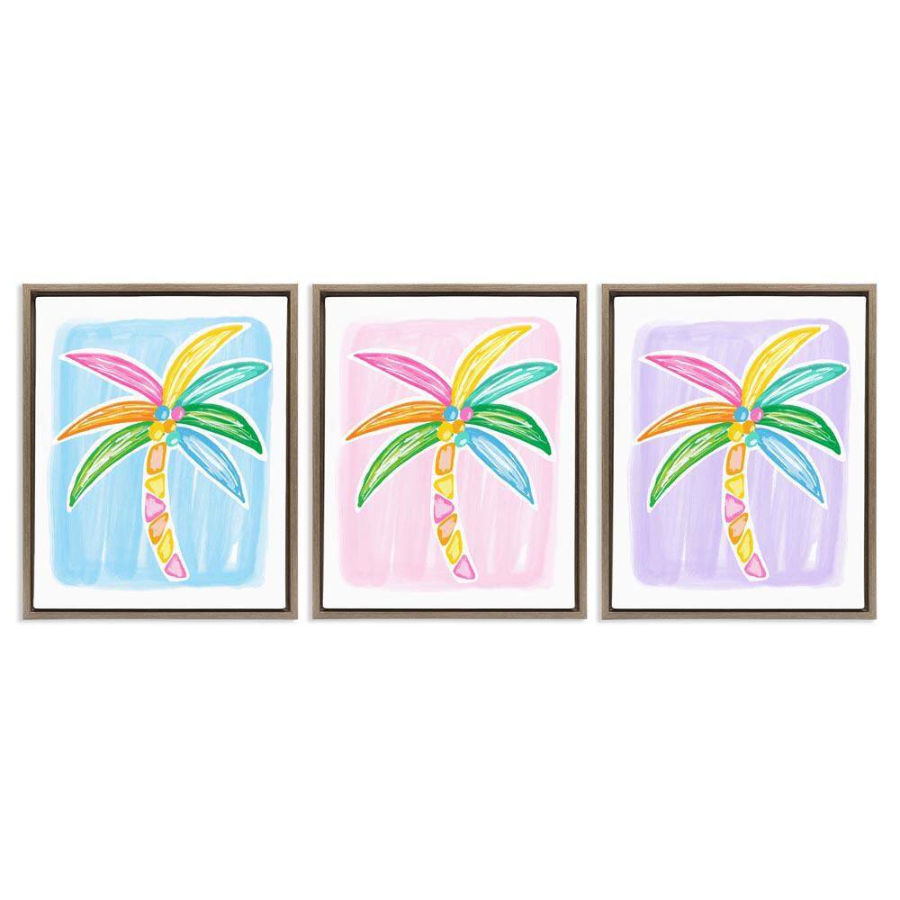 Fun Summer Palms by Lisa Nohren 3 Pieces Brown Floater Frame Nature Graphic Art Print 31 in. x 25 in. price history on PriceWatchPro