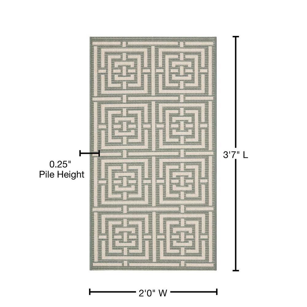 Gray Geometric Low Pile Synthetic Outdoor Rug