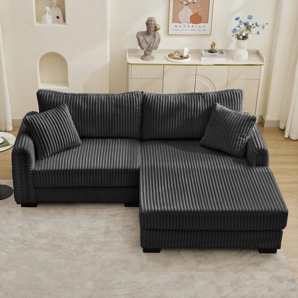 Modern 86.6 in. Corduroy 2-Seater Loveseat in Grey with Charging Port and Ottoman price history on PriceWatchPro