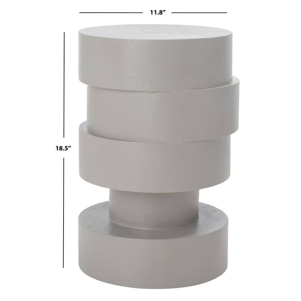 Gray Round Stacked Wood Accent Table